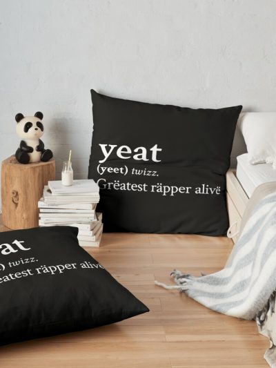 Grëatest Räpper Alivë By Yeat Throw Pillow Official Yeat Merch