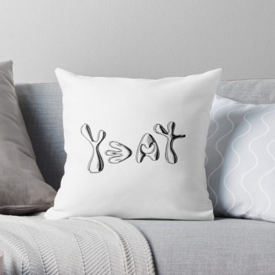 Yeat Metallic Text Throw Pillow Official Yeat Merch