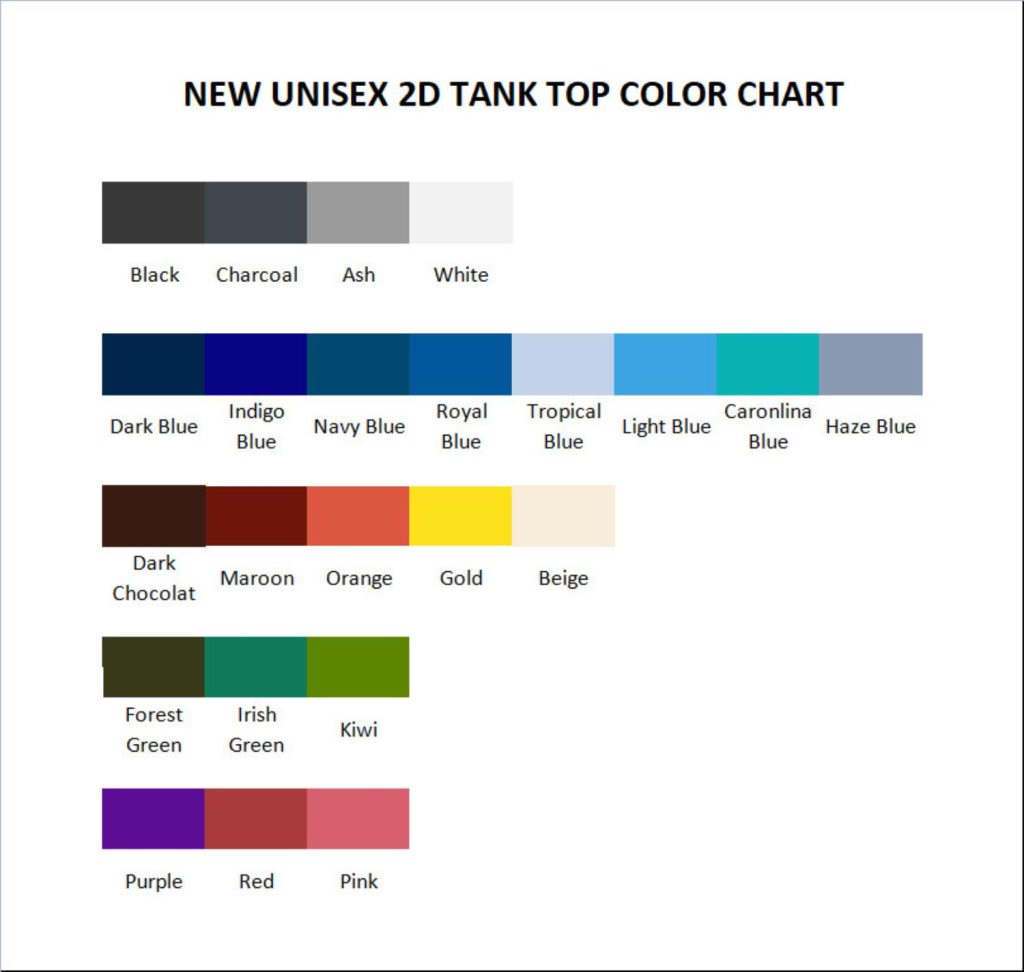 tank top color chart - Yeat Merchandise